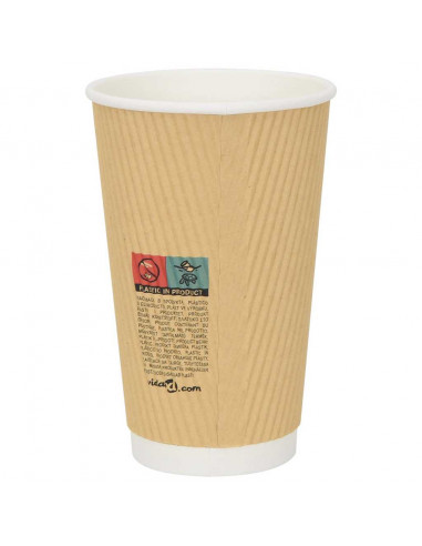 Bicchieri da Caffè in Carta 500 pz 16oz 400ml Marrone