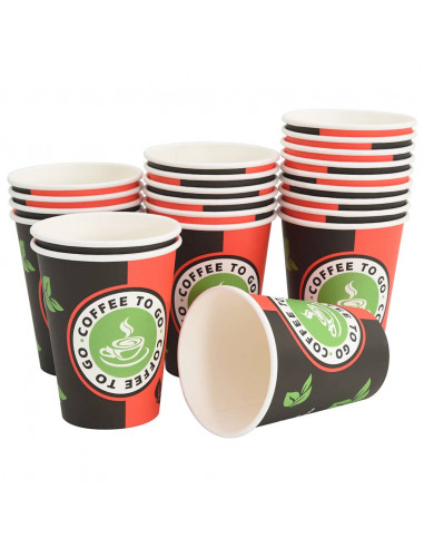 Bicchieri da Caffè in Carta 1000 pz 12oz 300ml Rosso e Nero
