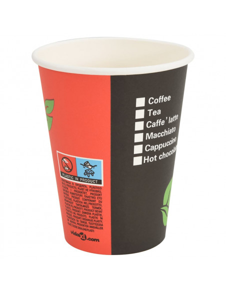 Bicchieri da Caffè in Carta 1000 pz 12oz 300ml Rosso e Nero