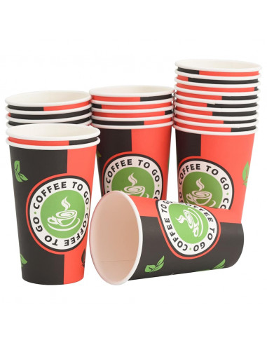 Bicchieri da Caffè in Carta 1000 pz 16oz 400ml Rosso e Nero