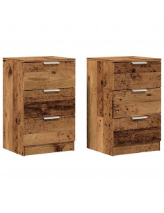 Comodini Legno Antico 2 pz 40x36x65 cm in Legno Multistrato