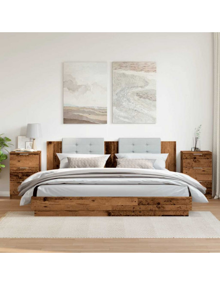 Comodini Legno Antico 2 pz 40x36x65 cm in Legno Multistrato