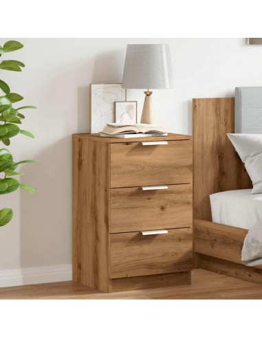 Comodini 2pz Rovere Artigianale 40x36x65cm in Legno Multistrato