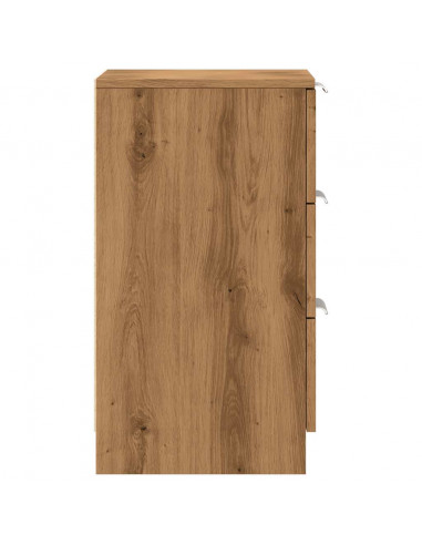 Comodini 2pz Rovere Artigianale 40x36x65cm in Legno Multistrato