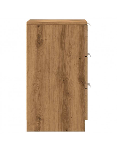 Comodini 2pz Rovere Artigianale 40x36x65cm in Legno Multistrato