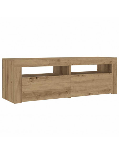 Comodini 2 pz con Luci LED Rovere Artigianale 60x35x40 cm