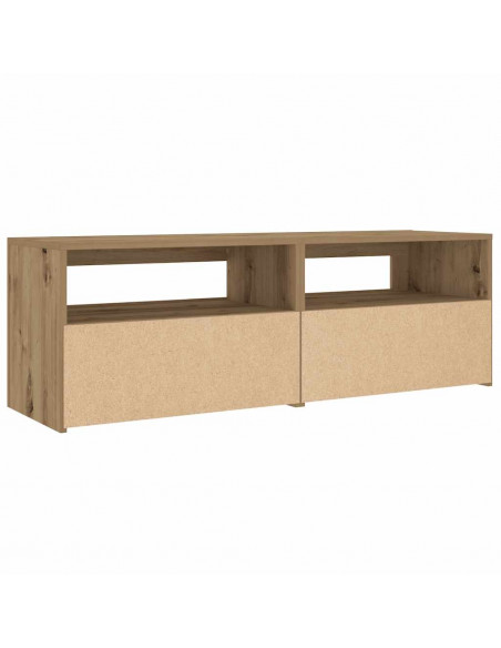 Comodini 2 pz con Luci LED Rovere Artigianale 60x35x40 cm