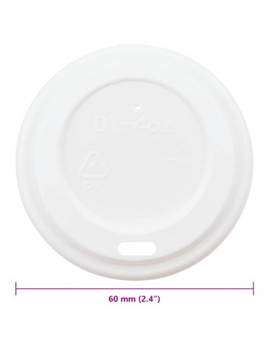 Coperchi Tazze da Caffè Carta Ø60mm 4oz 1000 pz Plastica Bianca