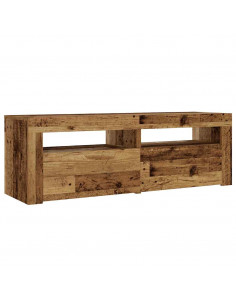 Comodini 2 pz con Luci LED Legno Antico 60x35x40 cm