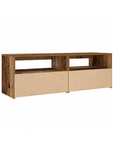 Comodini 2 pz con Luci LED Legno Antico 60x35x40 cm