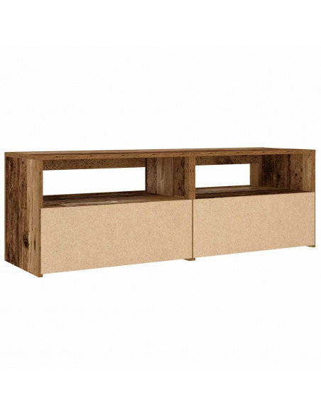 Comodini 2 pz con Luci LED Legno Antico 60x35x40 cm