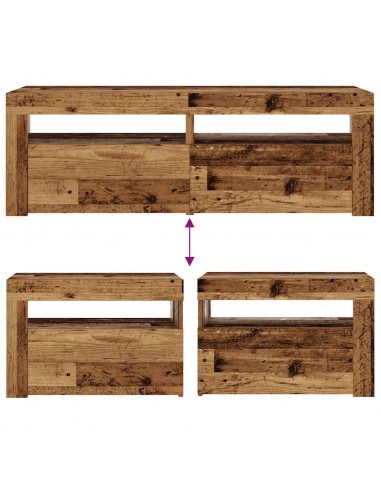 Comodini 2 pz con Luci LED Legno Antico 60x35x40 cm