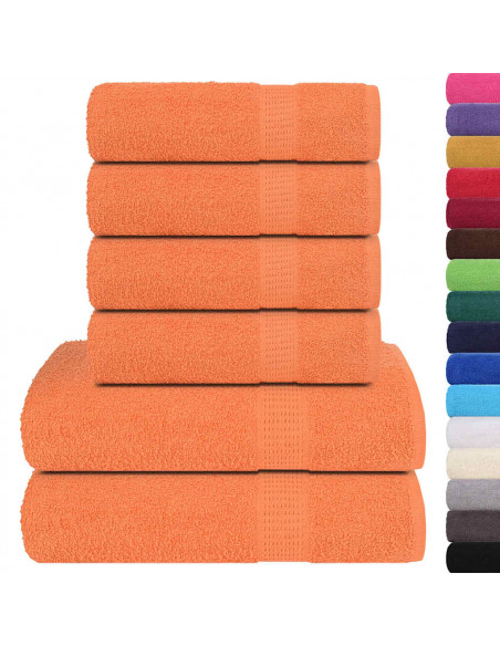 Set Asciugamani 6 pz Arancioni 360 gsm 100% Cotone