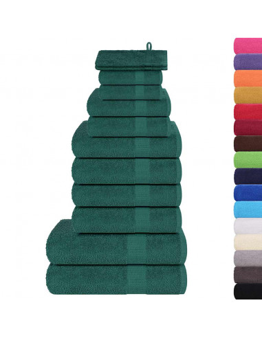 Set Asciugamani 12 pz Verde Mela 360 gsm 100% Cotone