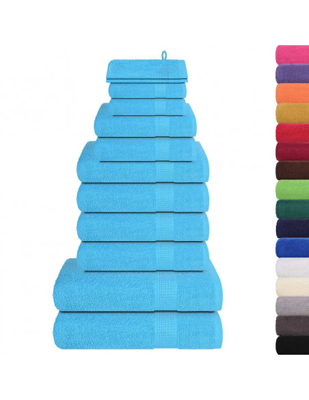 Set Asciugamani 12 pz Turchesi 360 gsm 100% Cotone