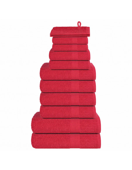 Set Asciugamani 12 pz Rossi 360 gsm 100% Cotone