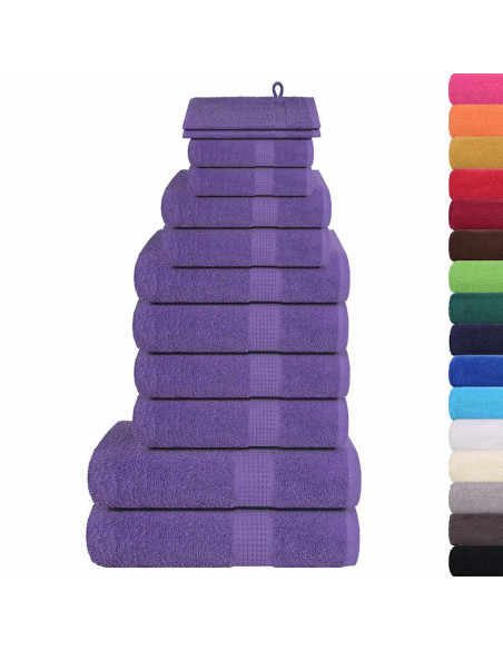 Set Asciugamani 12 pz Viola 360 gsm 100% Cotone