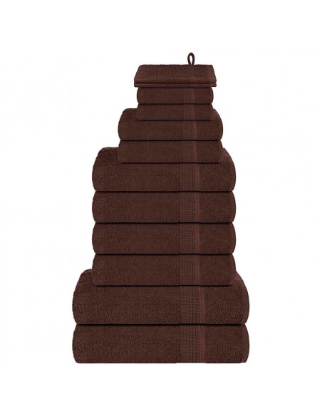 Set Asciugamani 12 pz Marroni 360 gsm 100% Cotone