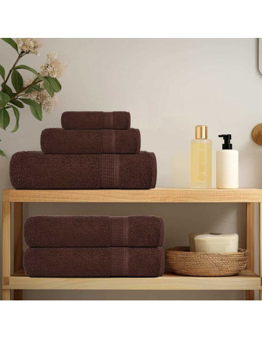 Set Asciugamani 12 pz Marroni 360 gsm 100% Cotone