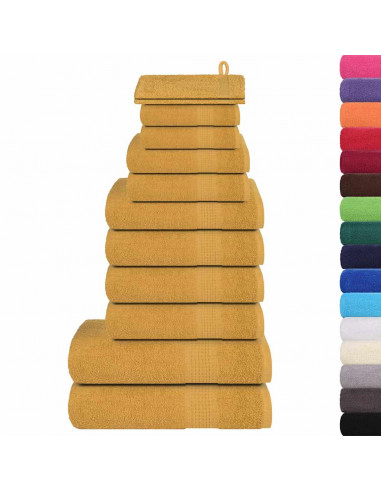 Set Asciugamani 12 pz Oro 360 gsm 100% Cotone
