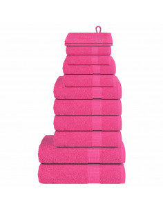 Set Asciugamani 12 pz Rosa 360 gsm 100% Cotone