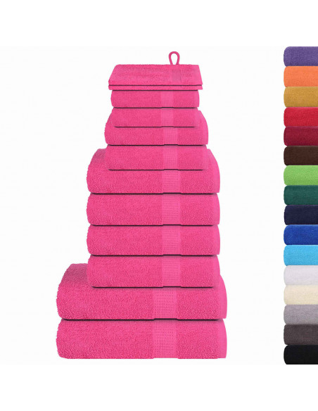 Set Asciugamani 12 pz Rosa 360 gsm 100% Cotone
