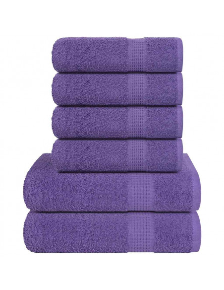 Set Asciugamani 6 pz Viola 360 gsm 100% Cotone