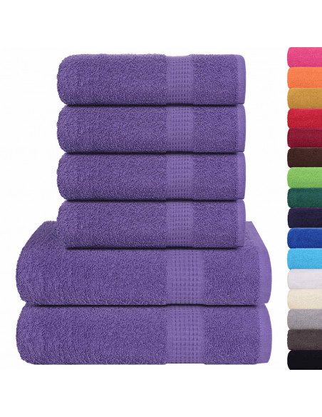 Set Asciugamani 6 pz Viola 360 gsm 100% Cotone