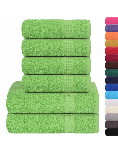 Set Asciugamani 6 pz Verdi 360 gsm 100% Cotone