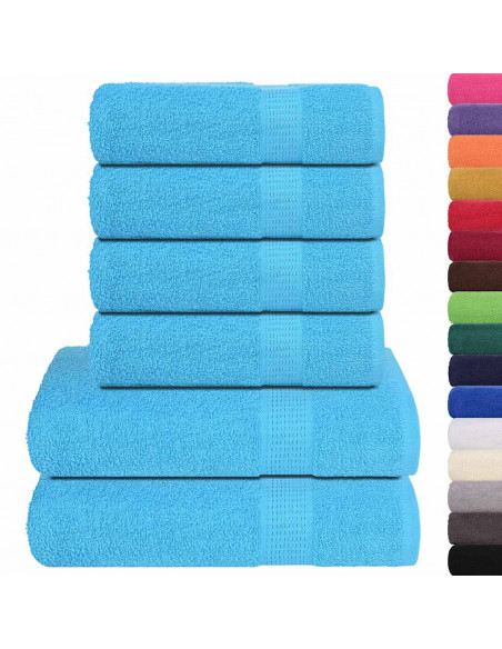 Set Asciugamani 6 pz Turchesi 360 gsm 100% Cotone