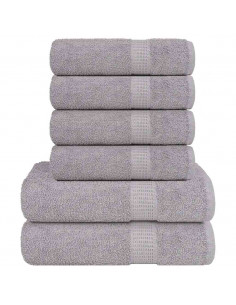 Set Asciugamani 6 pz Grigio 360 gsm 100% Cotone
