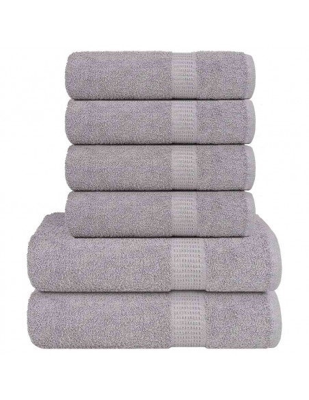 Set Asciugamani 6 pz Grigio 360 gsm 100% Cotone