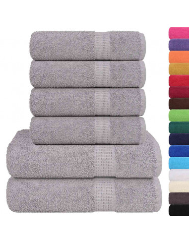 Set Asciugamani 6 pz Grigio 360 gsm 100% Cotone
