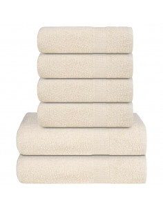 Set Asciugamani 6 pz Crema 360 gsm 100% Cotone