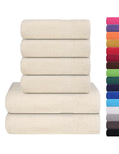 Set Asciugamani 6 pz Crema 360 gsm 100% Cotone