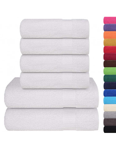 Set Asciugamani 6 pz Bianchi 360 gsm 100% Cotone