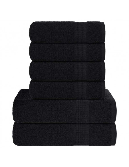 Set Asciugamani 6 pz Neri 360 gsm 100% Cotone