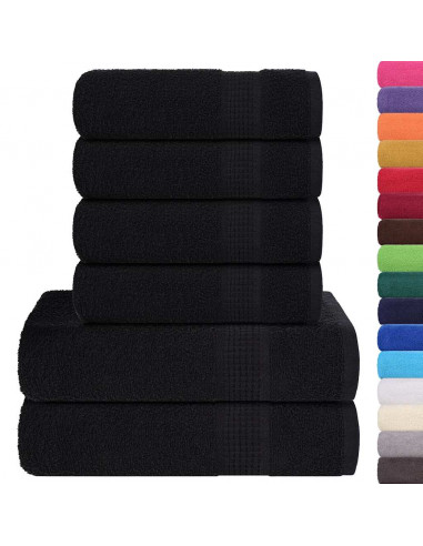 Set Asciugamani 6 pz Neri 360 gsm 100% Cotone
