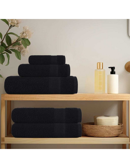 Set Asciugamani 6 pz Neri 360 gsm 100% Cotone