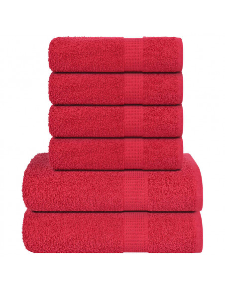 Set Asciugamani 6 pz Rossi 360 gsm 100% Cotone