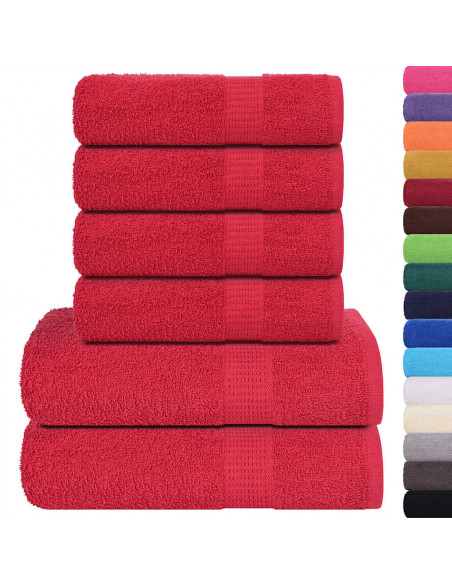 Set Asciugamani 6 pz Rossi 360 gsm 100% Cotone