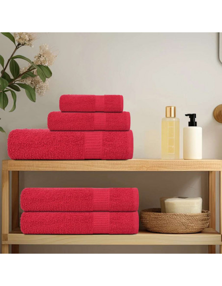 Set Asciugamani 6 pz Rossi 360 gsm 100% Cotone