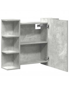 Mobile Bagno con Specchio Grigio Cemento 80x20,5x64 Multistrato