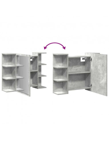 Mobile Bagno con Specchio Grigio Cemento 80x20,5x64 Multistrato