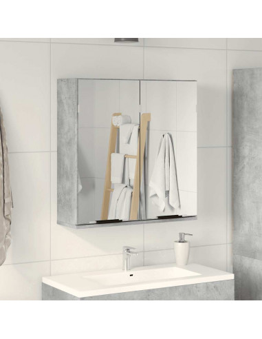 Mobile Bagno con Specchio Grigio Cemento 64x20x66,5 Multistrato