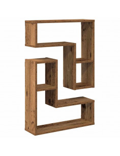 Mensole a Cubo Muro 2 pz Legno Antico 50x15x50 cm in Truciolato