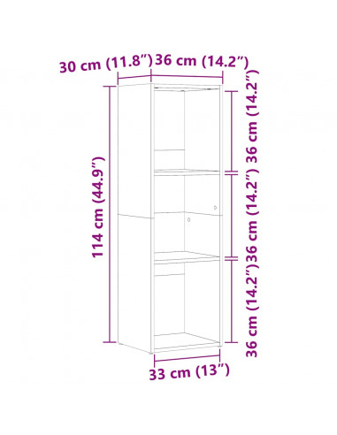 Libreria Rovere Artigianale 36x30x114 cm in Legno Multistrato