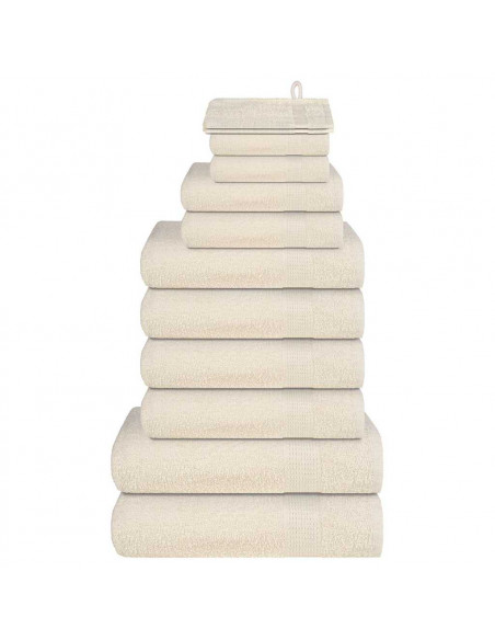 Set Asciugamani 12 pz Crema 360 gsm 100% Cotone