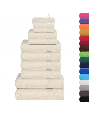 Set Asciugamani 12 pz Crema 360 gsm 100% Cotone