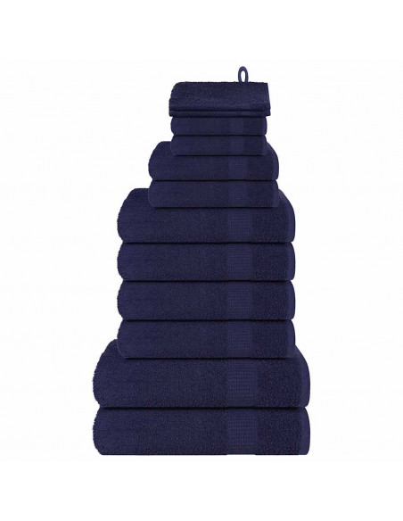 Set Asciugamani 12 pz Blu Navy 360 gsm 100% Cotone